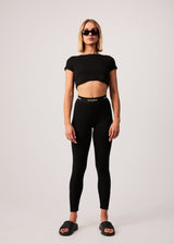 Afends Womens Pala - Recycled Ribbed Leggings - Black - Afends womens pala   recycled ribbed leggings   black   sustainable clothing   streetwear