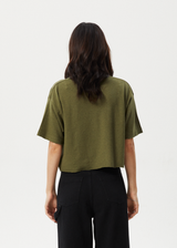 Afends Womens Slay Cropped - Hemp Oversized Tee - Military - Afends womens slay cropped   hemp oversized tee   military   sustainable clothing   streetwear