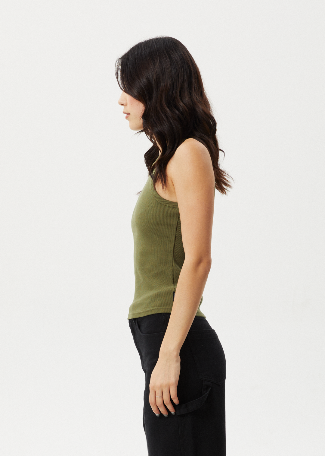 Afends Womens Lydia - Organic Rib Singlet - Military - Sustainable Clothing - Streetwear