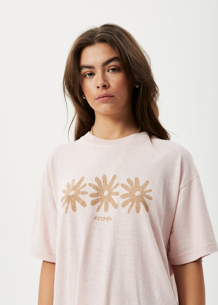 Afends Womens Adi Slay - Hemp Oversized Graphic T-Shirt - Lotus - Sustainable Clothing - Streetwear
