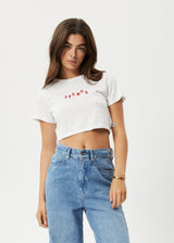 Afends Womens Kala - Recycled Cropped Baby T-Shirt - White - Afends womens kala   recycled cropped baby t shirt   white   sustainable clothing   streetwear