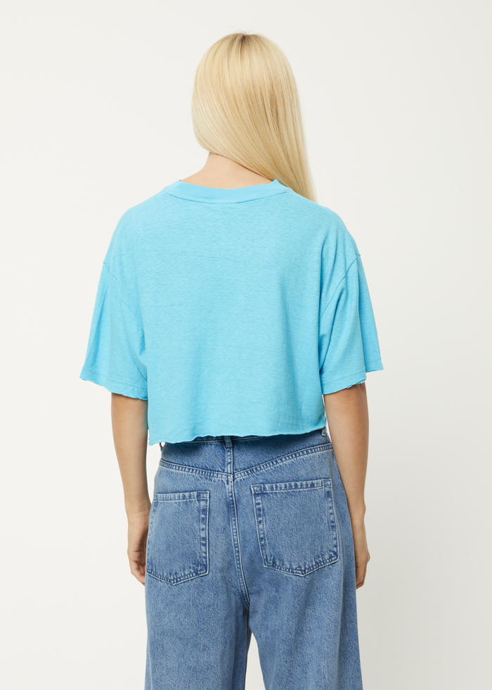 Afends Womens Slay Cropped - Hemp Oversized T-Shirt - Vivid Blue - Sustainable Clothing - Streetwear