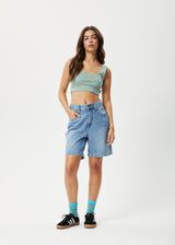 Afends Womens Adi - Recycled Ribbed Sleeveless Top - Blue Stripe - Afends womens adi   recycled ribbed sleeveless top   blue stripe   sustainable clothing   streetwear