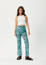 Afends Womens Liquid - Recycled High Waisted Sheer Pants - Jade Floral - Afends womens liquid   recycled high waisted sheer pants   jade floral   sustainable clothing   streetwear