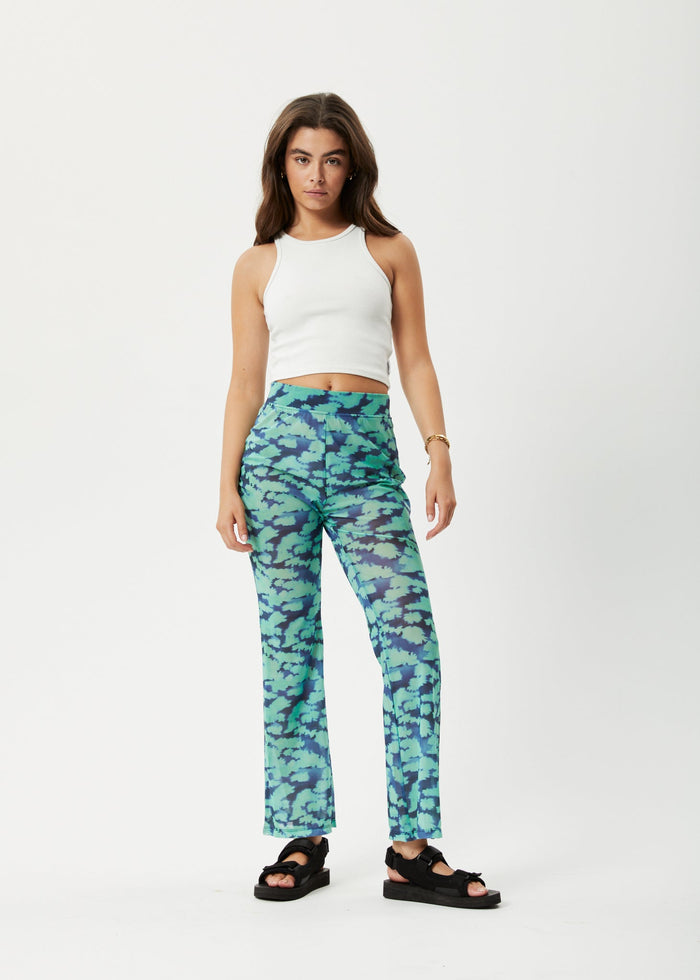 Afends Womens Liquid - Recycled High Waisted Sheer Pants - Jade Floral - Sustainable Clothing - Streetwear
