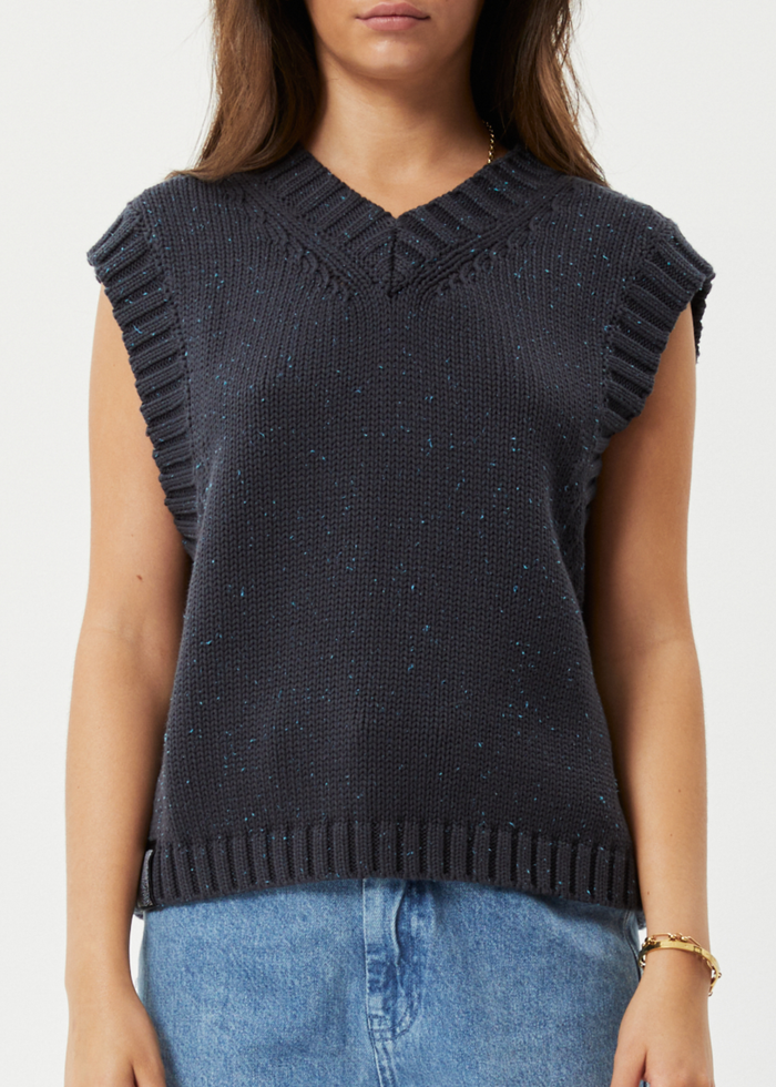Afends Womens Solace - Organic Knit Cropped Vest - Charcoal - Sustainable Clothing - Streetwear