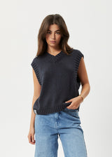 Afends Womens Solace - Organic Knit Cropped Vest - Charcoal - Afends womens solace   organic knit cropped vest   charcoal   sustainable clothing   streetwear