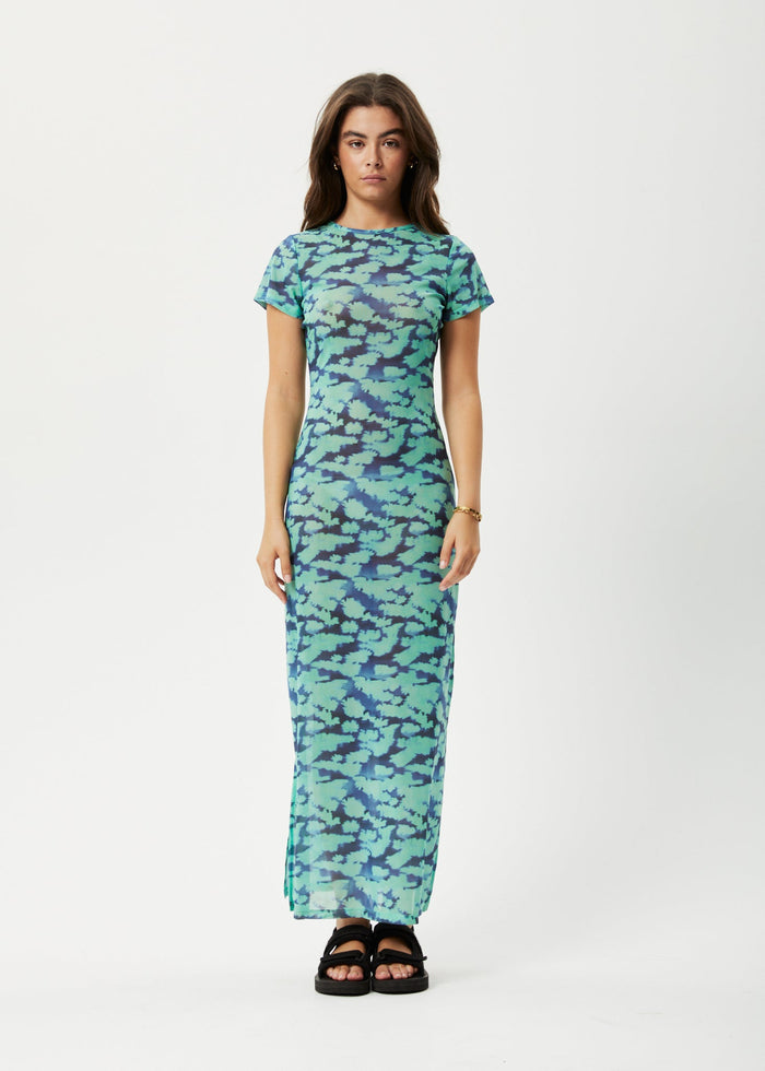 Afends Womens Liquid - Recycled Sheer Maxi Dress - Jade Floral - Sustainable Clothing - Streetwear