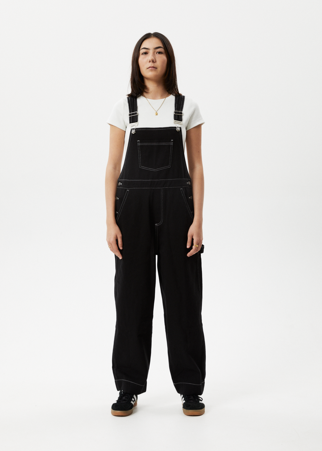 Afends Womens Louis - Baggy Overalls - Washed Black - Sustainable Clothing - Streetwear