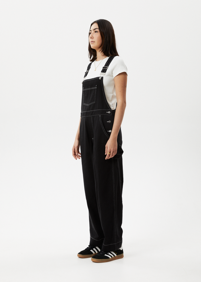Afends Womens Louis - Baggy Overalls - Washed Black - Sustainable Clothing - Streetwear
