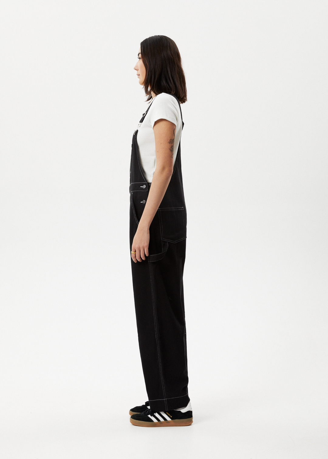 Afends Womens Louis - Baggy Overalls - Washed Black - Sustainable Clothing - Streetwear