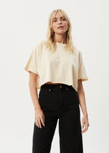 Afends Womens Restless Slay Cropped -  T-Shirt - Sand - Afends womens restless slay cropped    t shirt   sand   sustainable clothing   streetwear