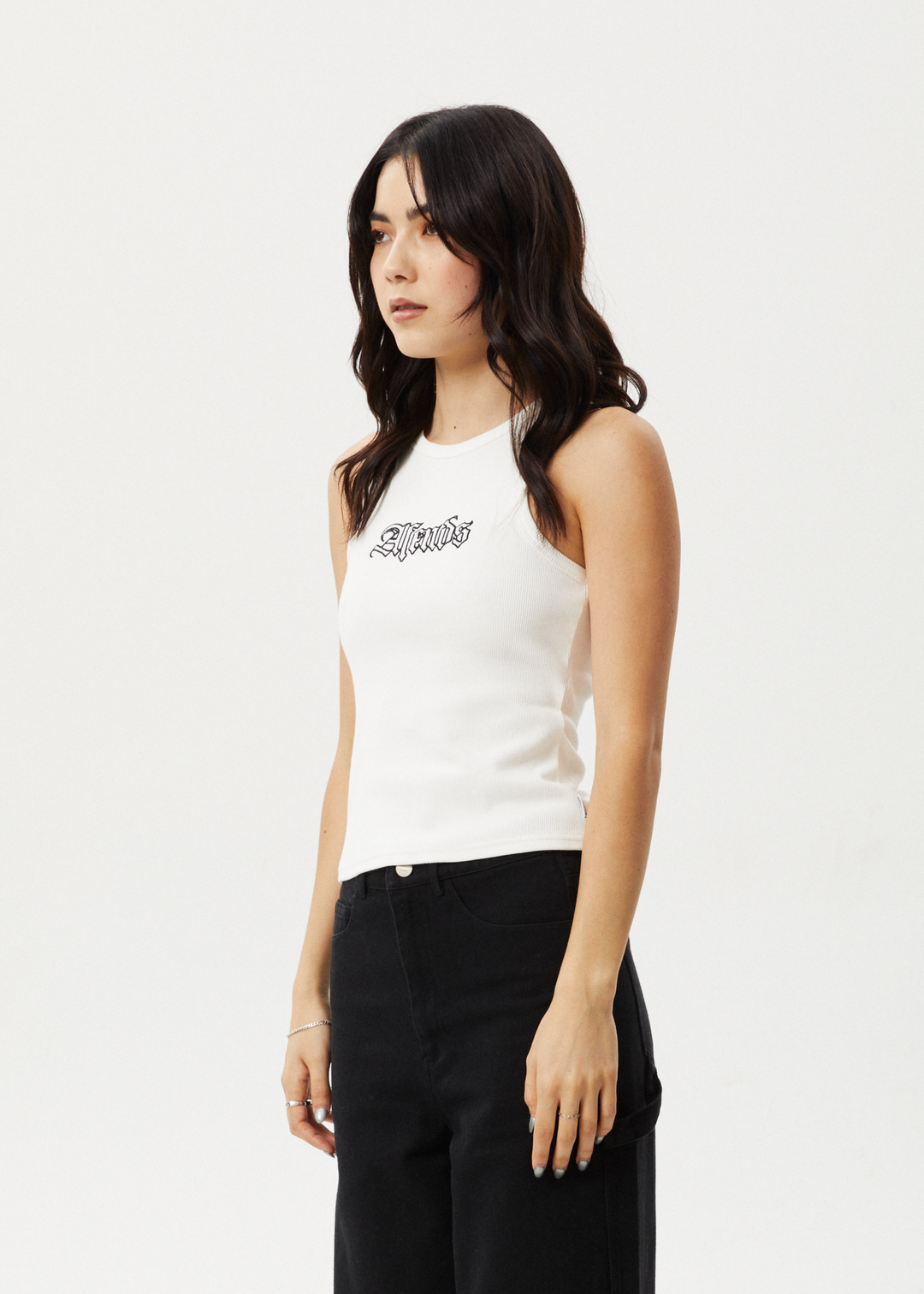 Afends Womens Burning - Organic Rib Singlet - White - Sustainable Clothing - Streetwear