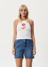 Afends Womens Technology -  Rib Singlet - White - Afends womens technology    rib singlet   white   sustainable clothing   streetwear