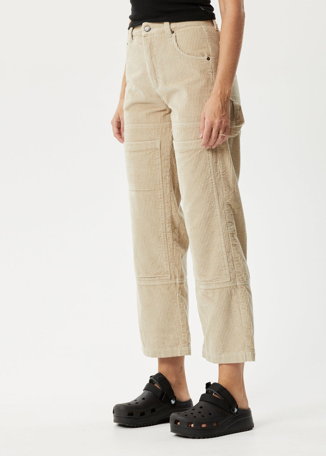 Afends Womens Paradise Moss - Organic Corduroy Pant - Dark Ecru - Sustainable Clothing - Streetwear