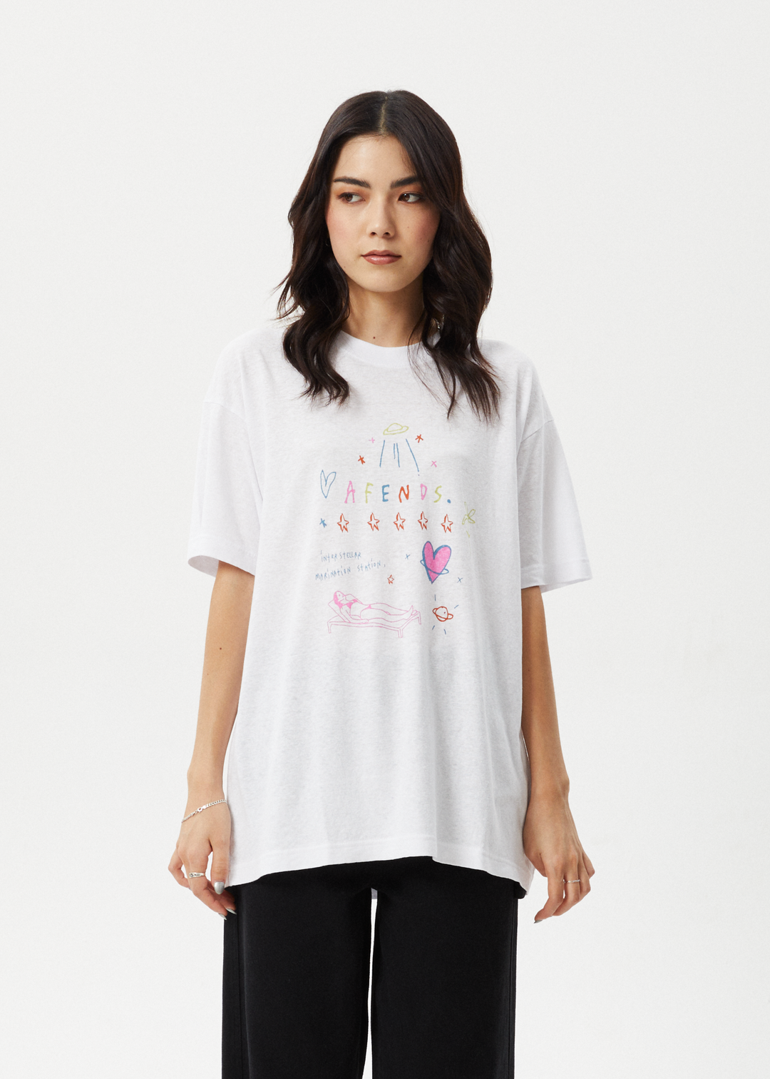 Afends Womens Stella - Oversized Tee - White - Sustainable Clothing - Streetwear