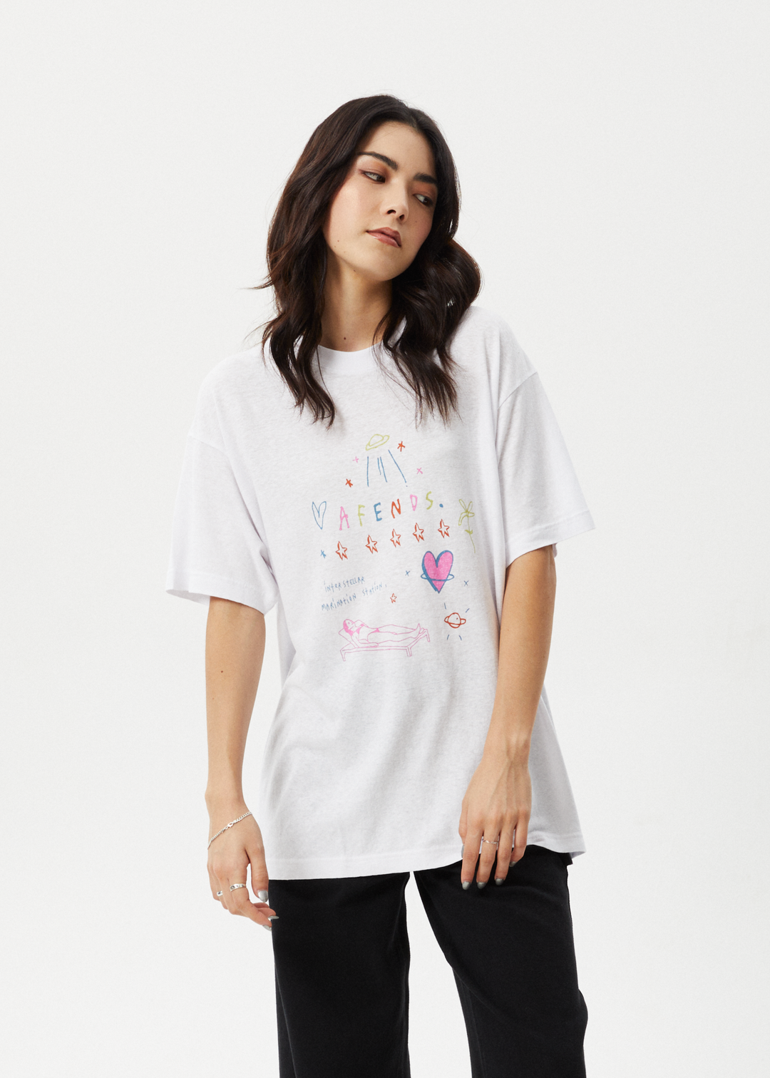 Afends Womens Stella - Oversized Tee - White - Sustainable Clothing - Streetwear