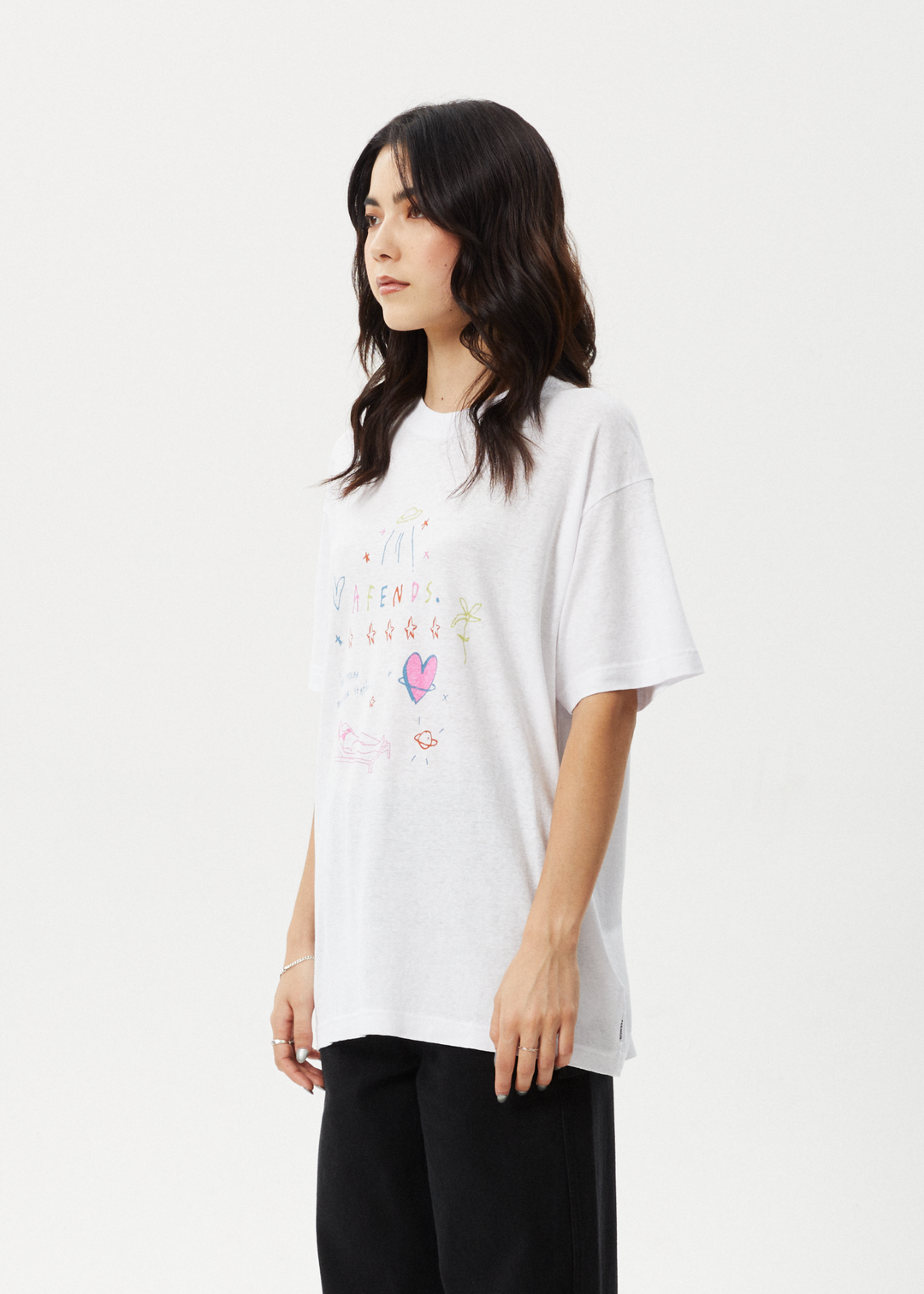 Afends Womens Stella - Oversized Tee - White - Sustainable Clothing - Streetwear