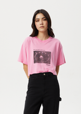 Afends Womens Connection Cropped - Oversized Tee - Pink - Afends womens connection cropped   oversized tee   pink   sustainable clothing   streetwear