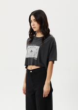 Afends Womens Connection Cropped - Oversized Tee - Stone Black - Afends womens connection cropped   oversized tee   stone black   sustainable clothing   streetwear