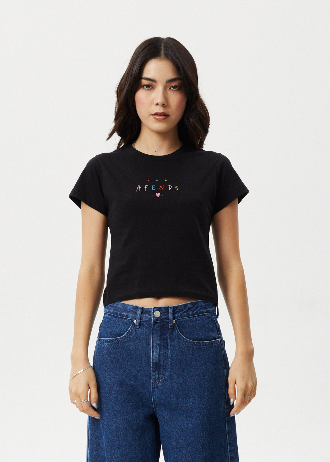 Afends Womens Funhouse - Baby Tee - Black - Sustainable Clothing - Streetwear