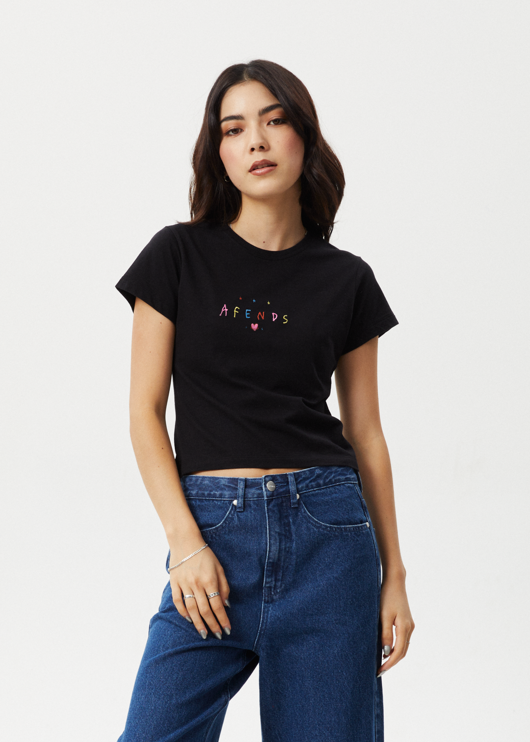 Afends Womens Funhouse - Baby Tee - Black - Sustainable Clothing - Streetwear