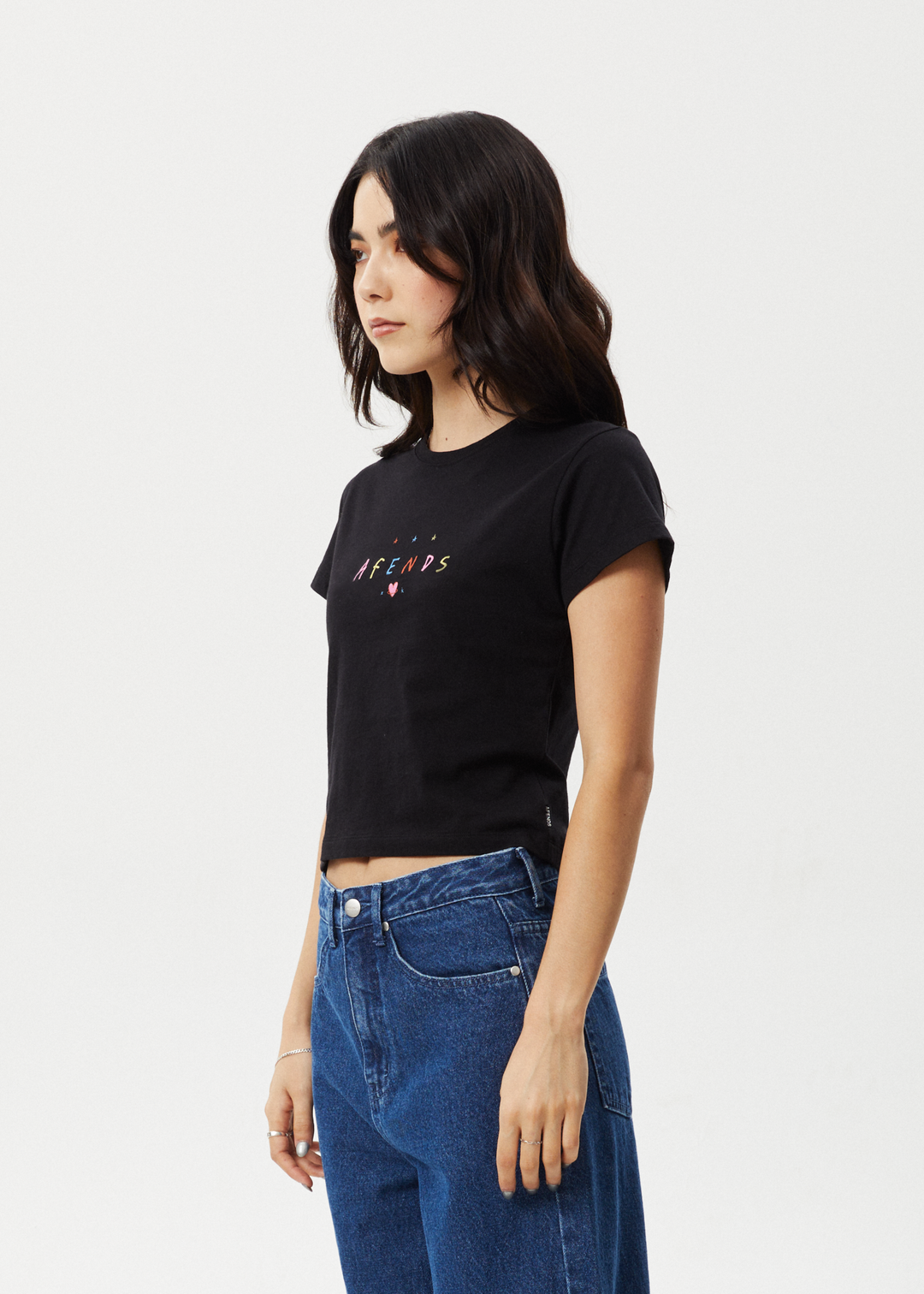 Afends Womens Funhouse - Baby Tee - Black - Sustainable Clothing - Streetwear