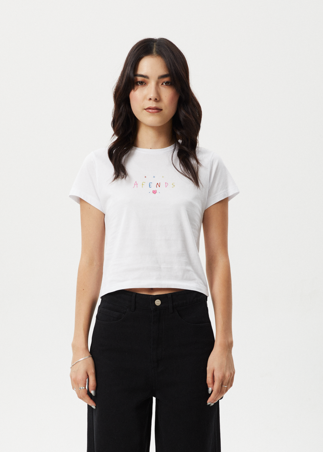 Afends Womens Funhouse - Baby Tee - White - Sustainable Clothing - Streetwear