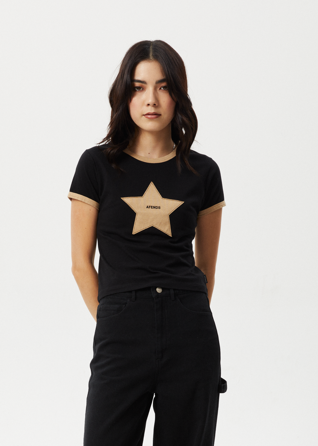 Afends Womens Aster - Baby Tee - Black - Sustainable Clothing - Streetwear