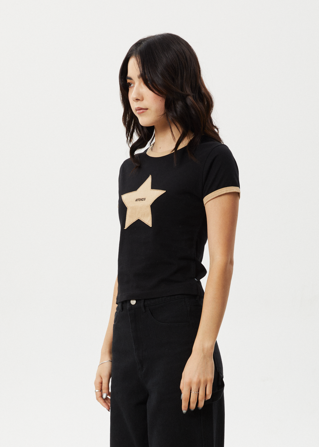 Afends Womens Aster - Baby Tee - Black - Sustainable Clothing - Streetwear