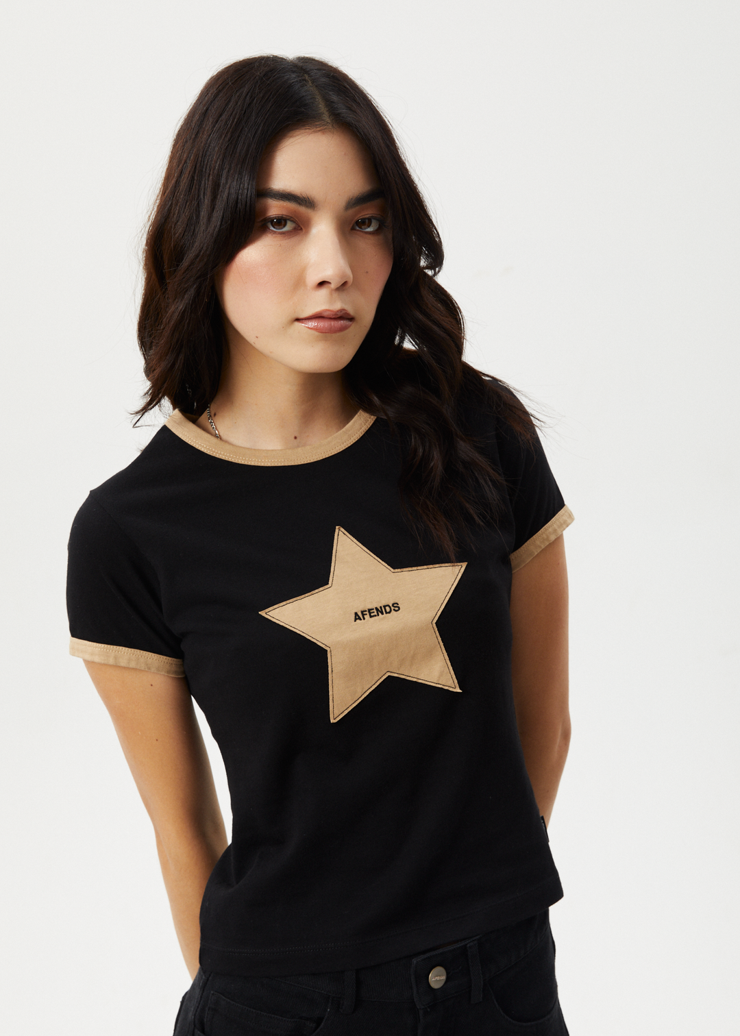 Afends Womens Aster - Baby Tee - Black - Sustainable Clothing - Streetwear