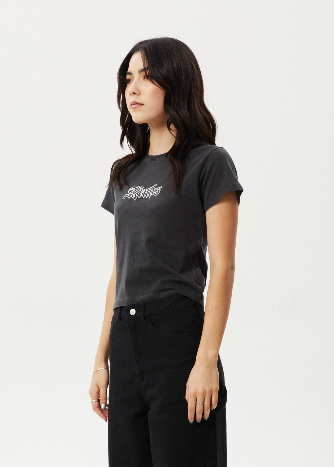 Afends Womens Burnt - Baby Tee - Stone Black - Sustainable Clothing - Streetwear