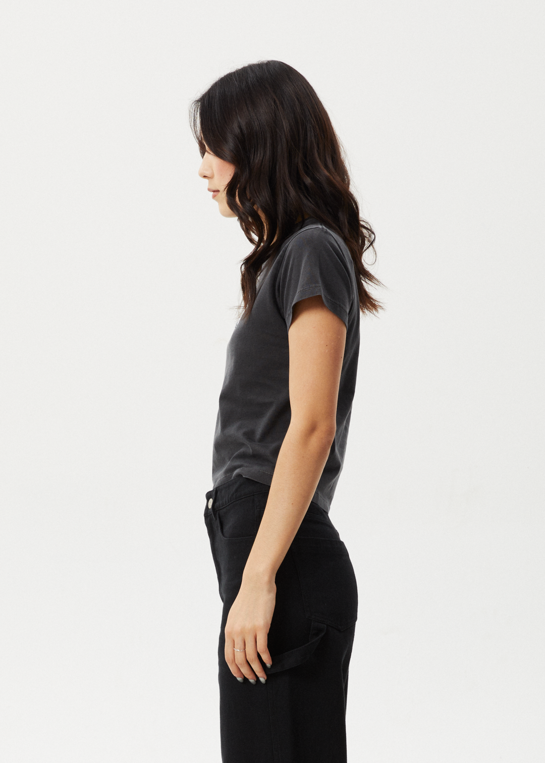 Afends Womens Burnt - Baby Tee - Stone Black - Sustainable Clothing - Streetwear