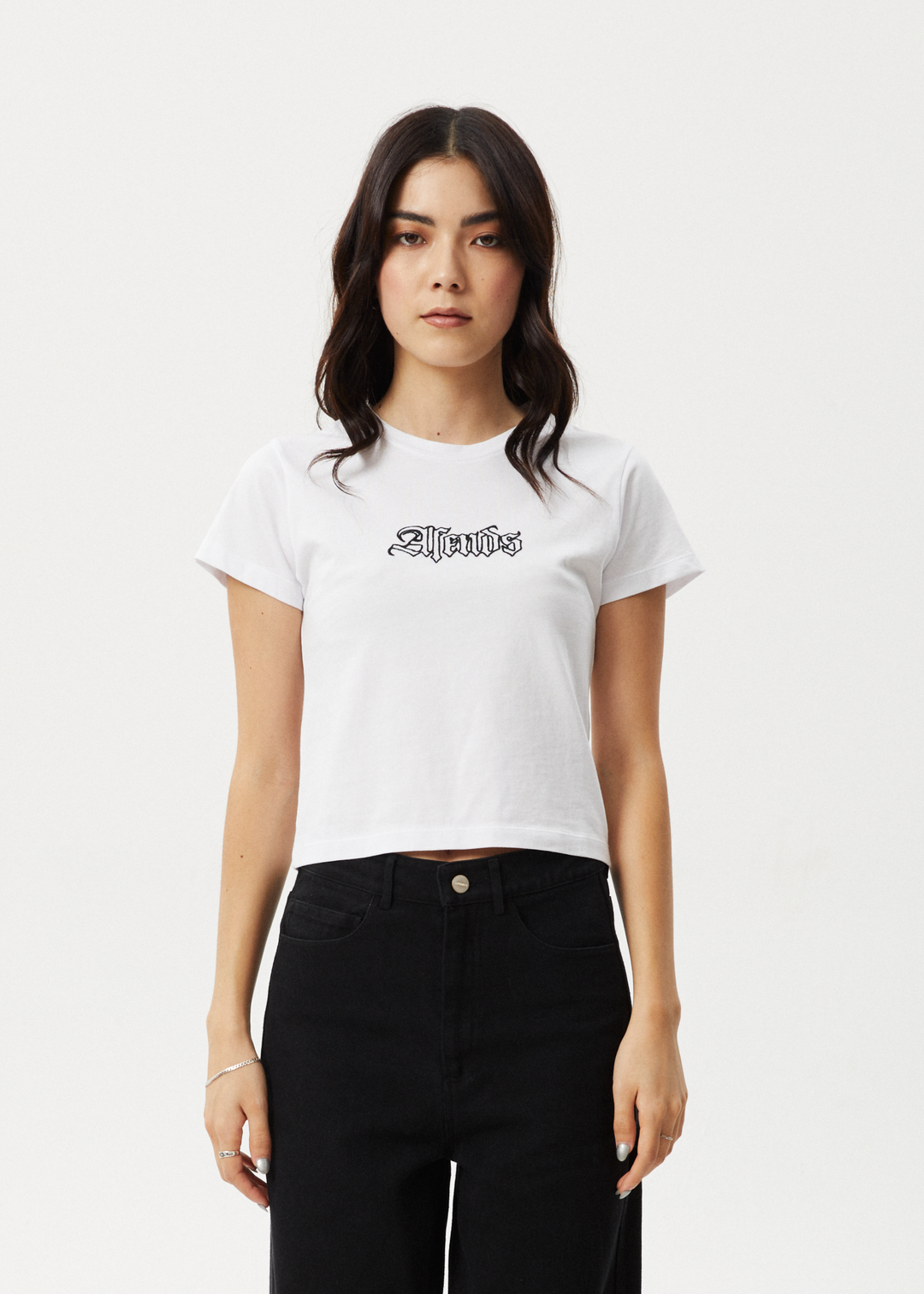 Afends Womens Burnt - Baby Tee - White - Sustainable Clothing - Streetwear