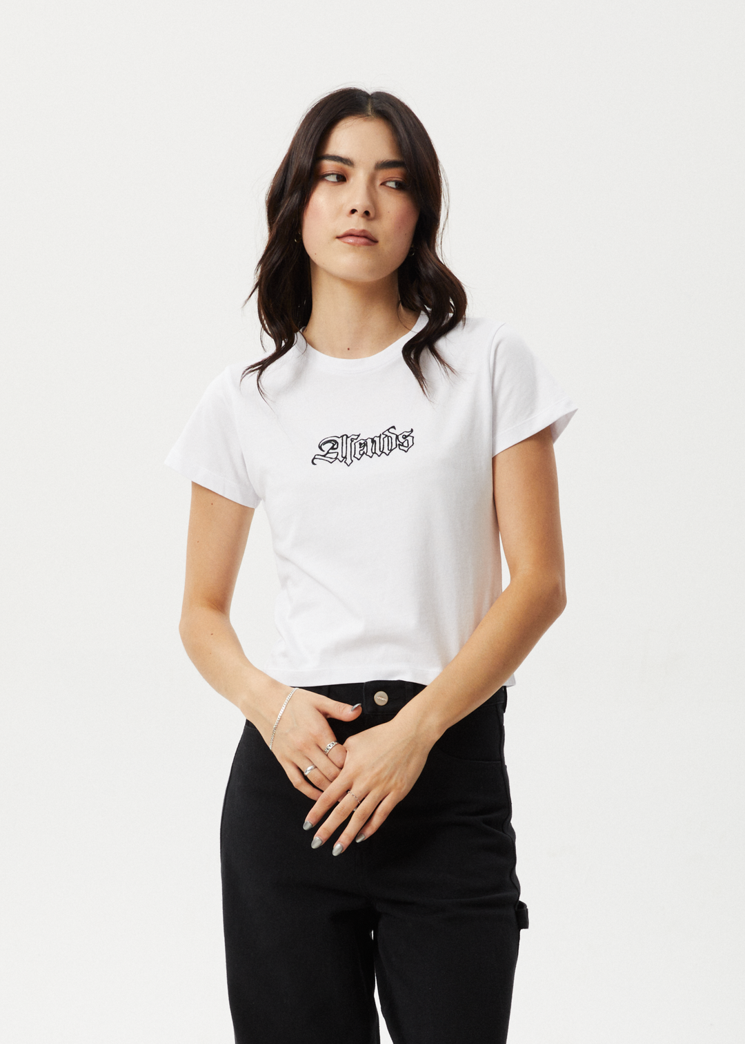 Afends Womens Burnt - Baby Tee - White - Sustainable Clothing - Streetwear