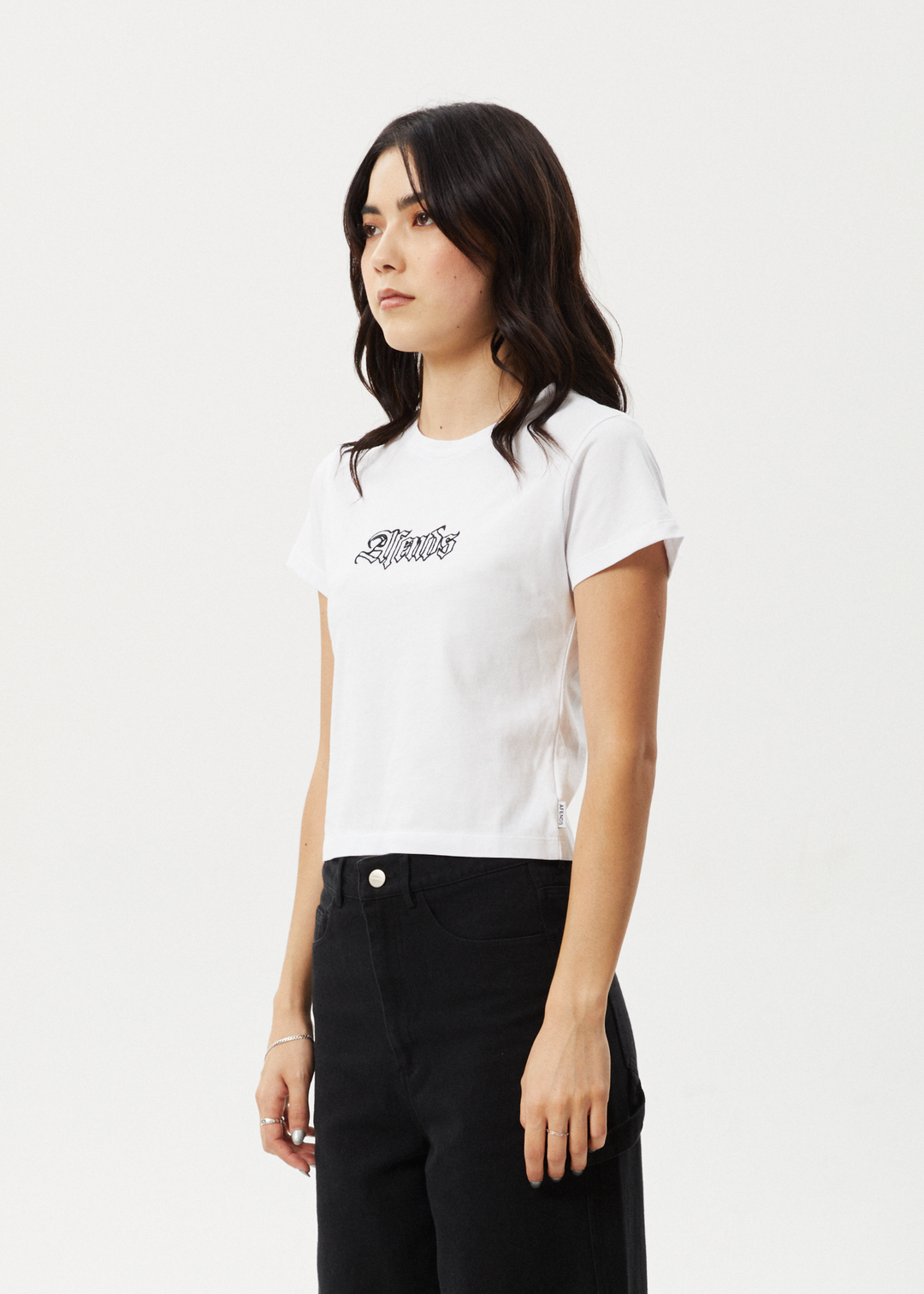 Afends Womens Burnt - Baby Tee - White - Sustainable Clothing - Streetwear