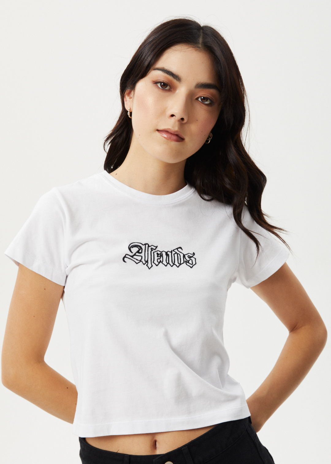 Afends Womens Burnt - Baby Tee - White - Sustainable Clothing - Streetwear