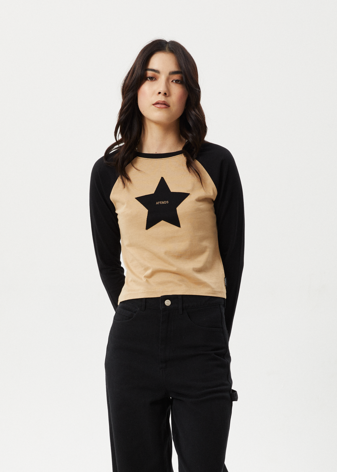 Afends Womens Aster Raglan - Long Sleeve Tee - Tan - Sustainable Clothing - Streetwear