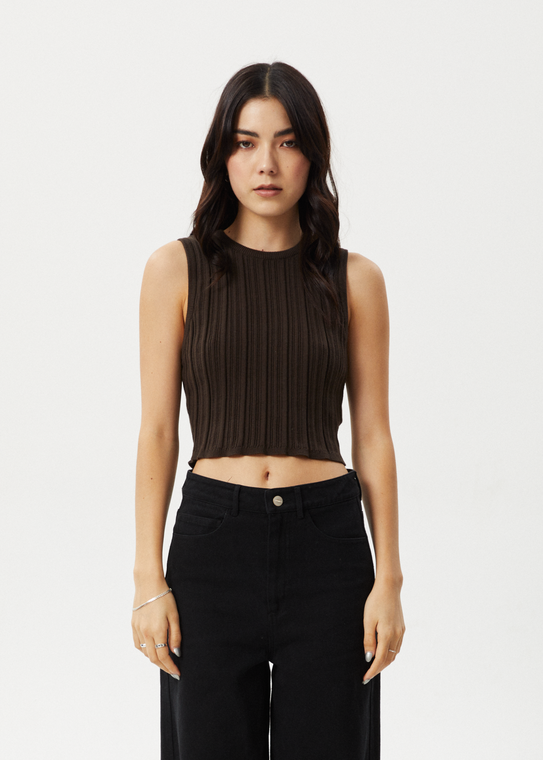 Afends Womens Landed - Knit Tank - Coffee - Sustainable Clothing - Streetwear