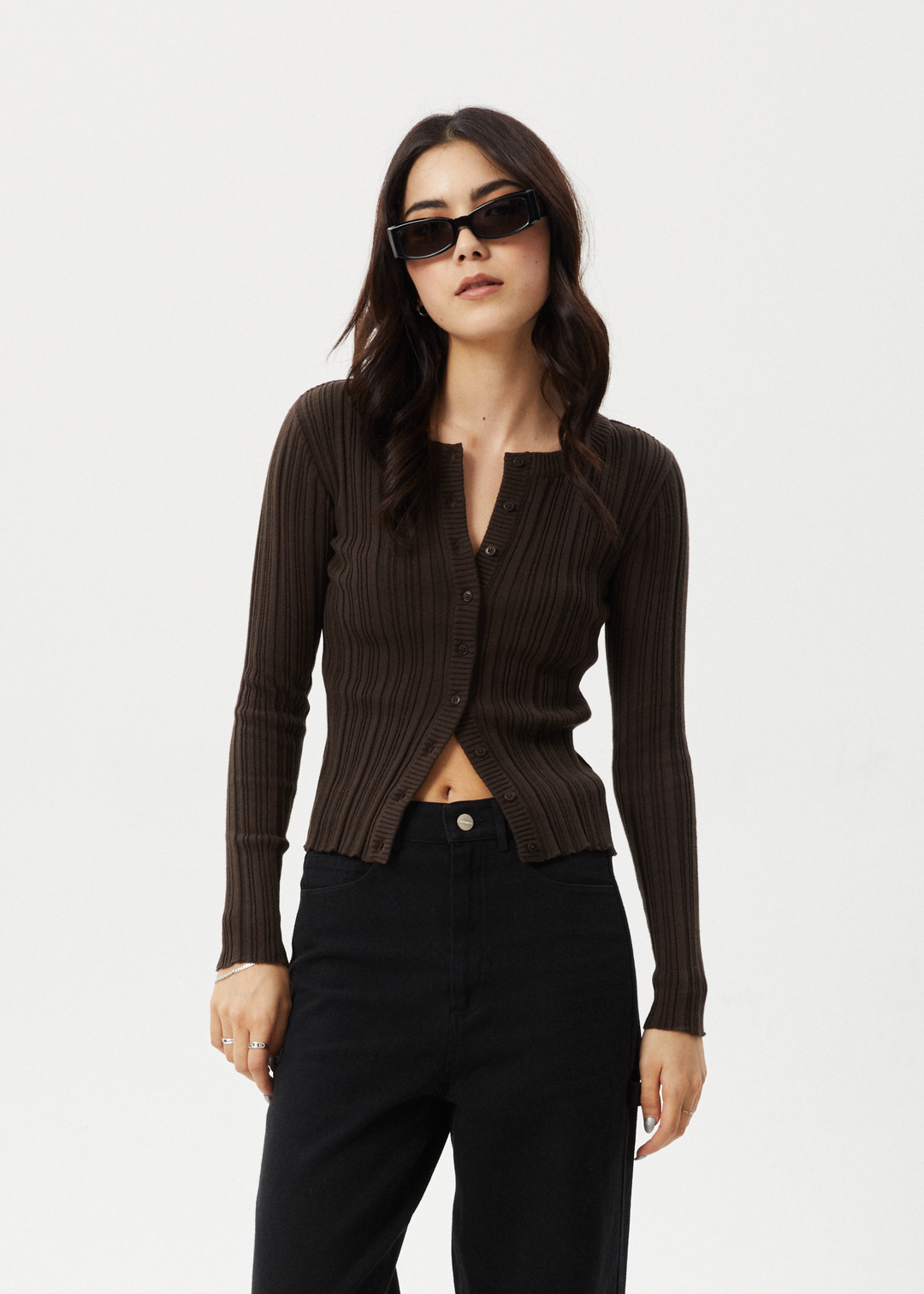 Afends Womens Landed - Knit Cardigan - Coffee - Sustainable Clothing - Streetwear