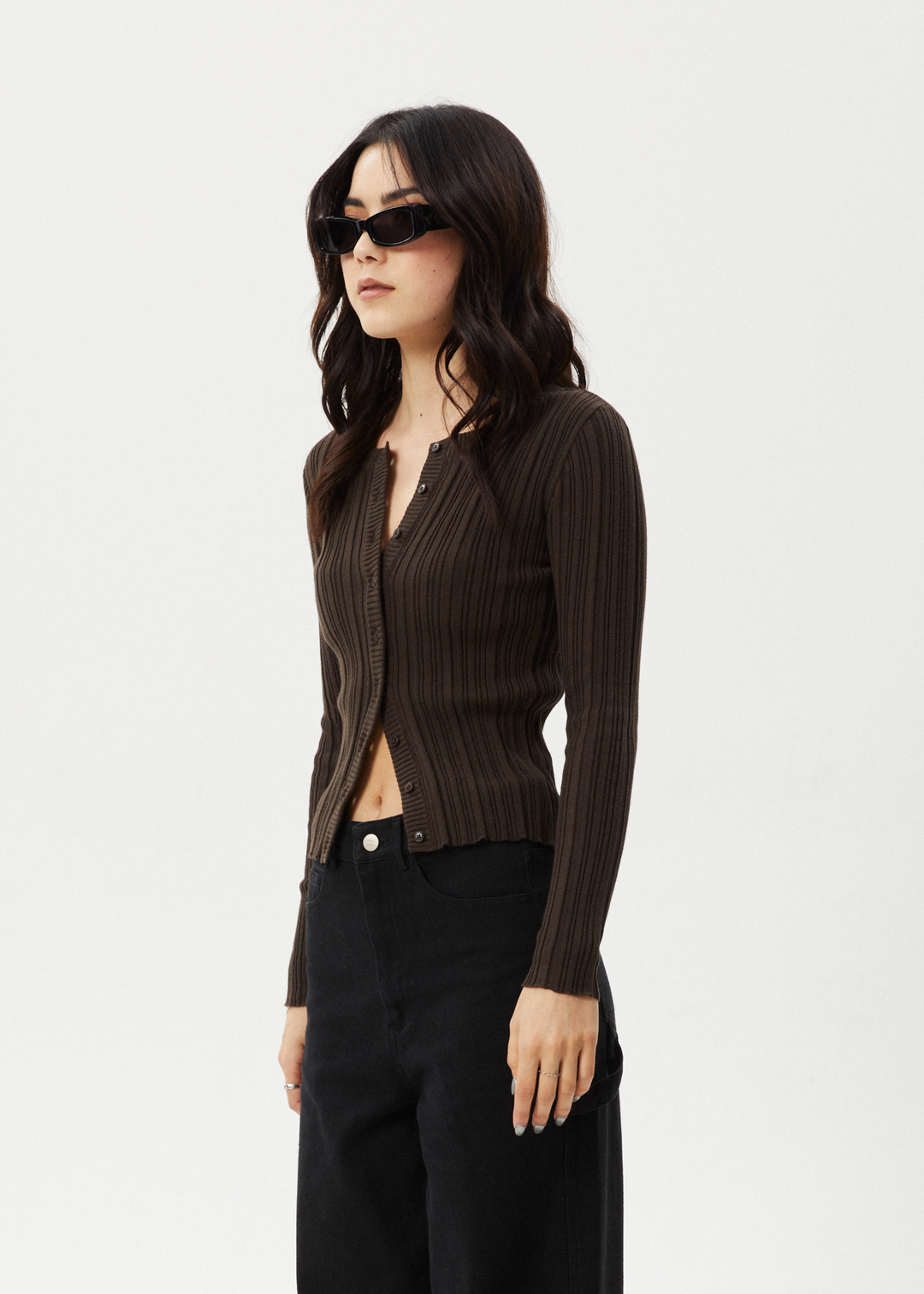 Afends Womens Landed - Knit Cardigan - Coffee - Sustainable Clothing - Streetwear