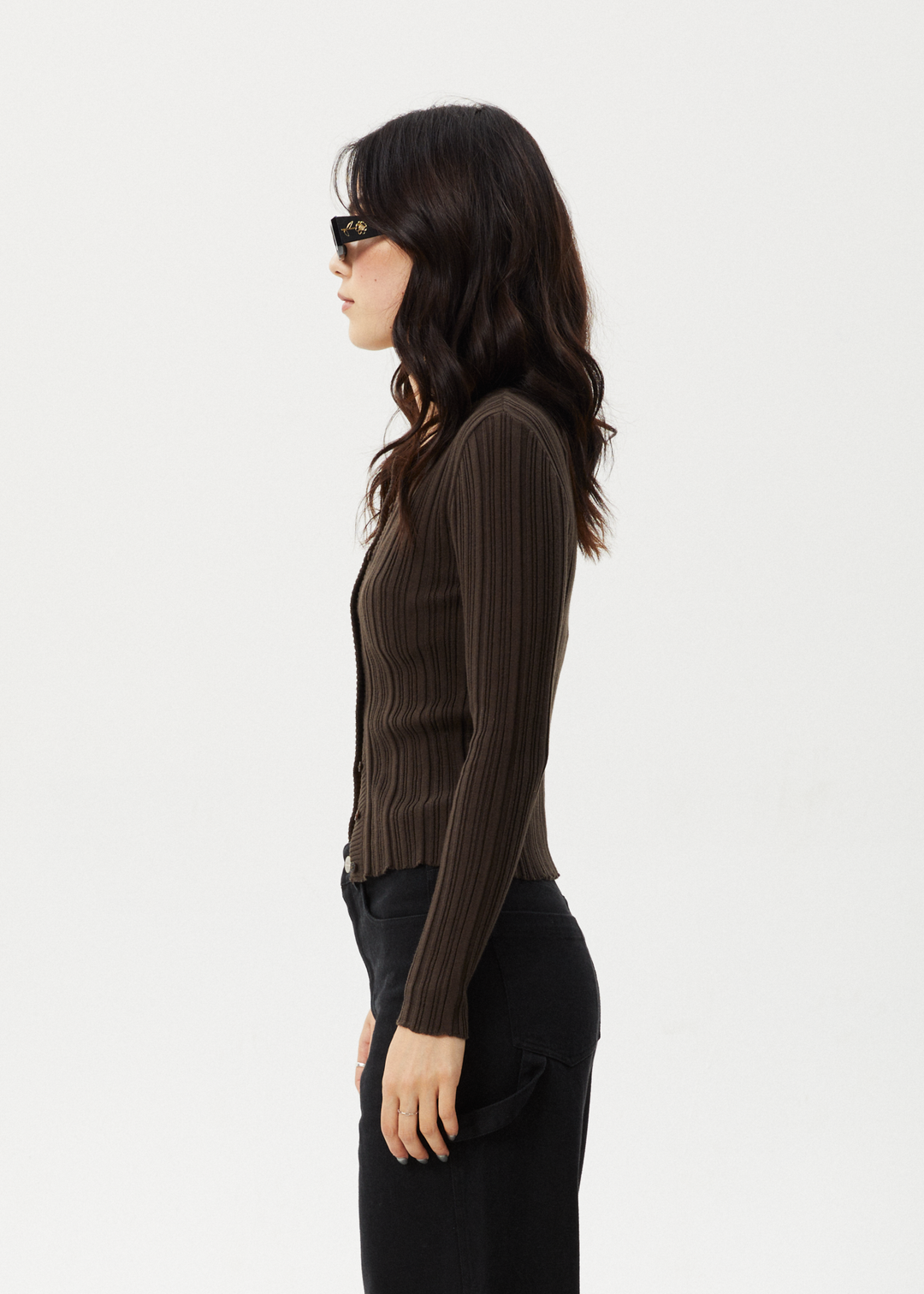 Afends Womens Landed - Knit Cardigan - Coffee - Sustainable Clothing - Streetwear