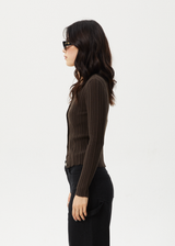 Afends Womens Landed - Knit Cardigan - Coffee - Afends womens landed   knit cardigan   coffee   sustainable clothing   streetwear