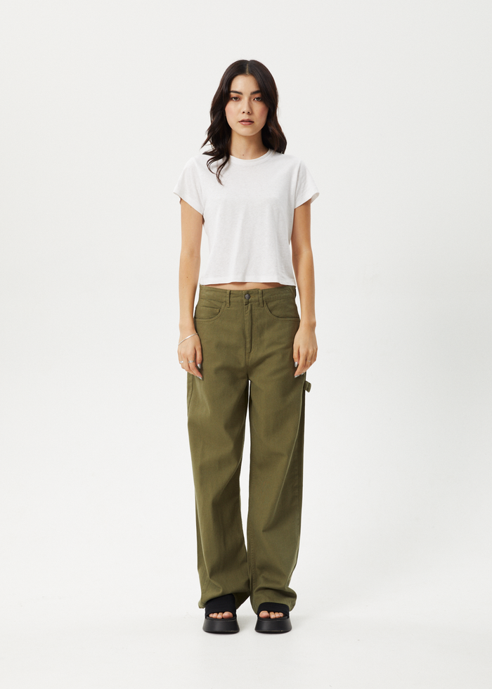 Afends Womens Roads - Carpenter Pant - Military - Sustainable Clothing - Streetwear