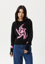 Afends Womens Gravity - Knit Crew Neck - Black - Afends womens gravity   knit crew neck   black   sustainable clothing   streetwear