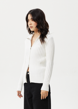 Afends Womens Vision - Knit Zip Through Cardigan - White - Afends womens vision   knit zip through cardigan   white   sustainable clothing   streetwear