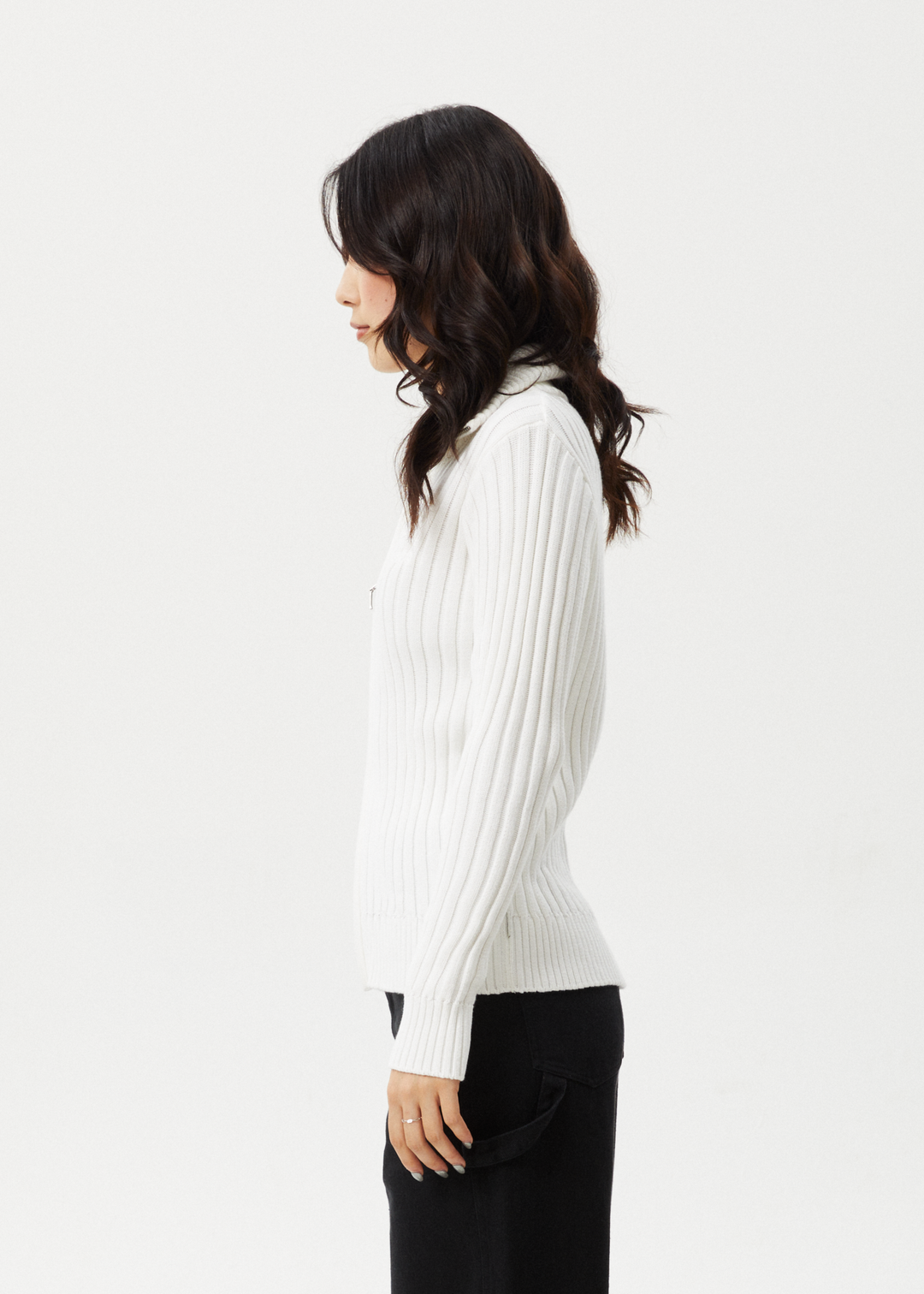 Afends Womens Vision - Knit Zip Through Cardigan - White - Sustainable Clothing - Streetwear