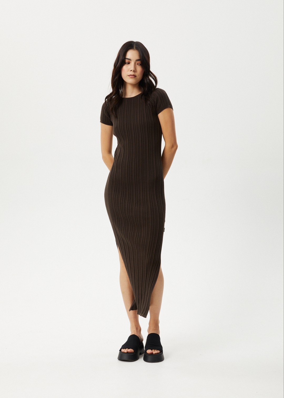 Afends Womens Landed - Knit Maxi Dress - Coffee - Sustainable Clothing - Streetwear