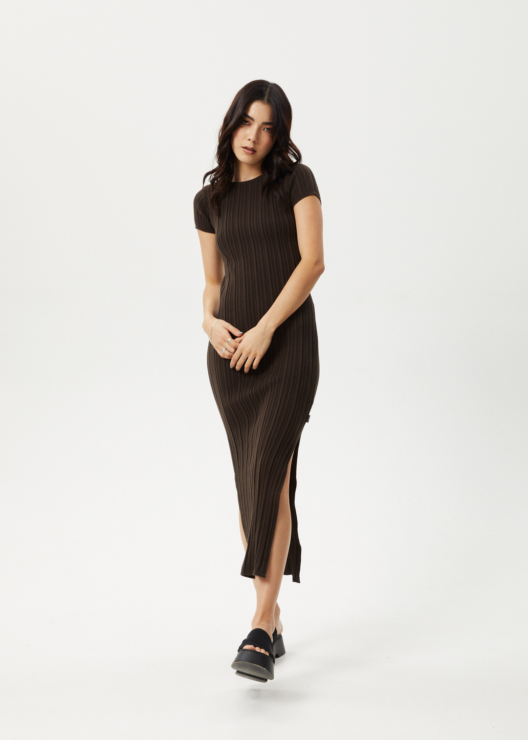 Afends Womens Landed - Knit Maxi Dress - Coffee - Sustainable Clothing - Streetwear