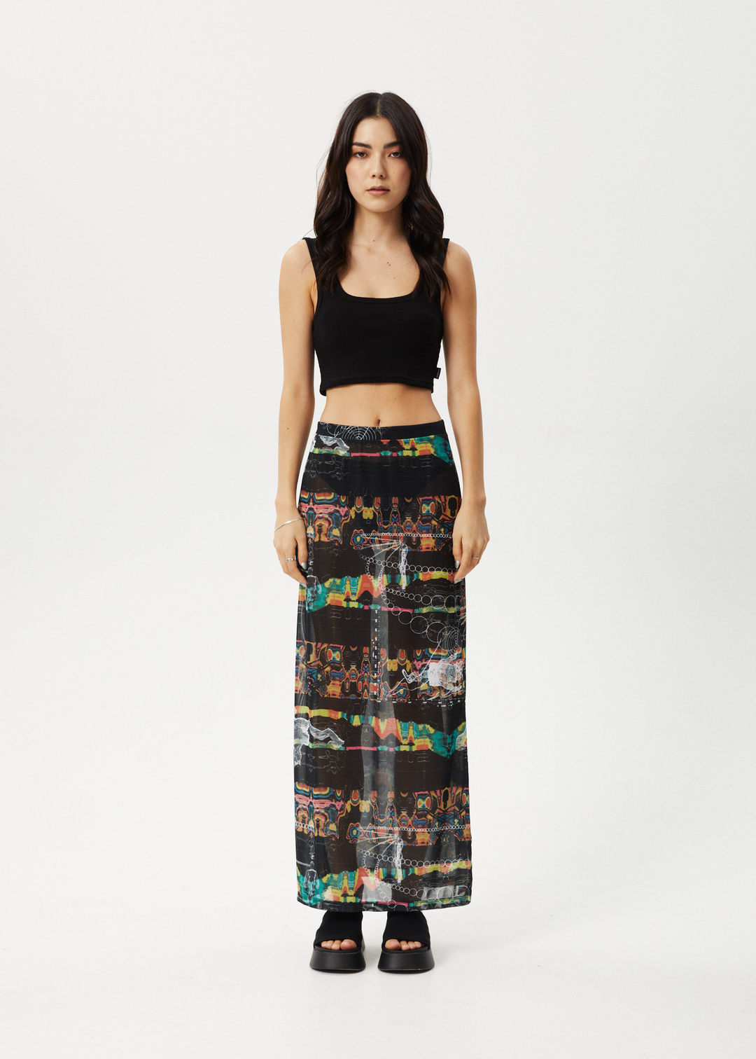 Afends Womens Astral - Sheer Maxi Skirt - Black - Sustainable Clothing - Streetwear